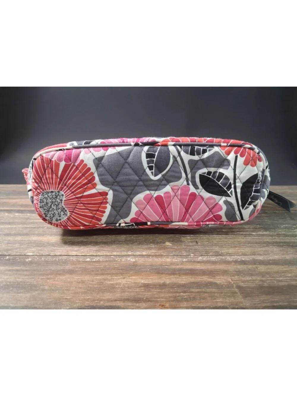 Vera Bradley Cherry Blossoms Ruffle Cosmetic Bag Quilted Makeup Travel Case Pouc
